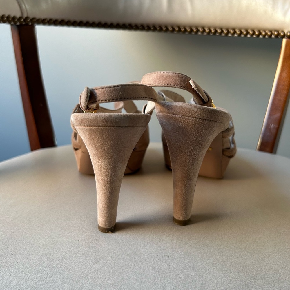 Prada nude/light beige suede platform heels - Picture 6 of 8